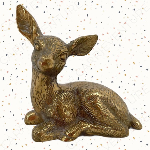 Vintage Accents Vintage Brass Deer Doe Fawn Resting Lying Down